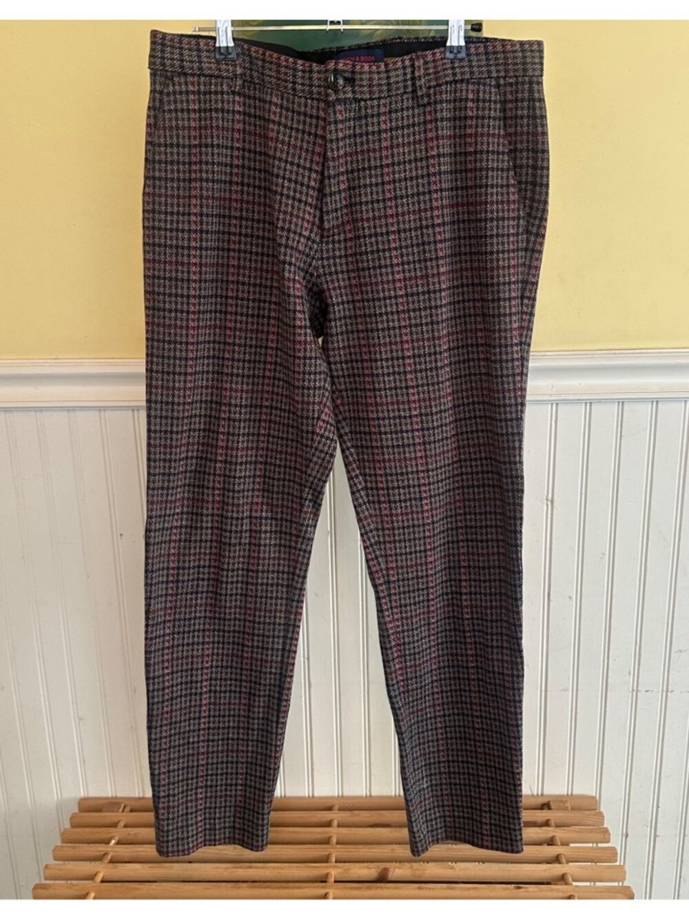Scotch & Soda Mens Plaid Trousers Multicolor Wool Blend Mott 31